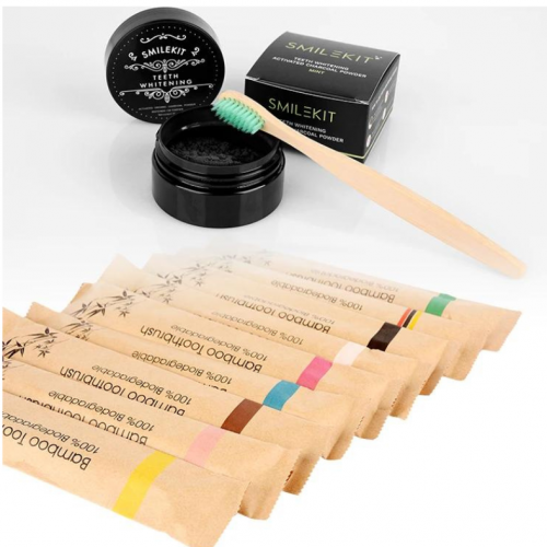 🎋 BLANQUEADOR 100% NATURAL CARBON DE BAMBU+CEPILLO