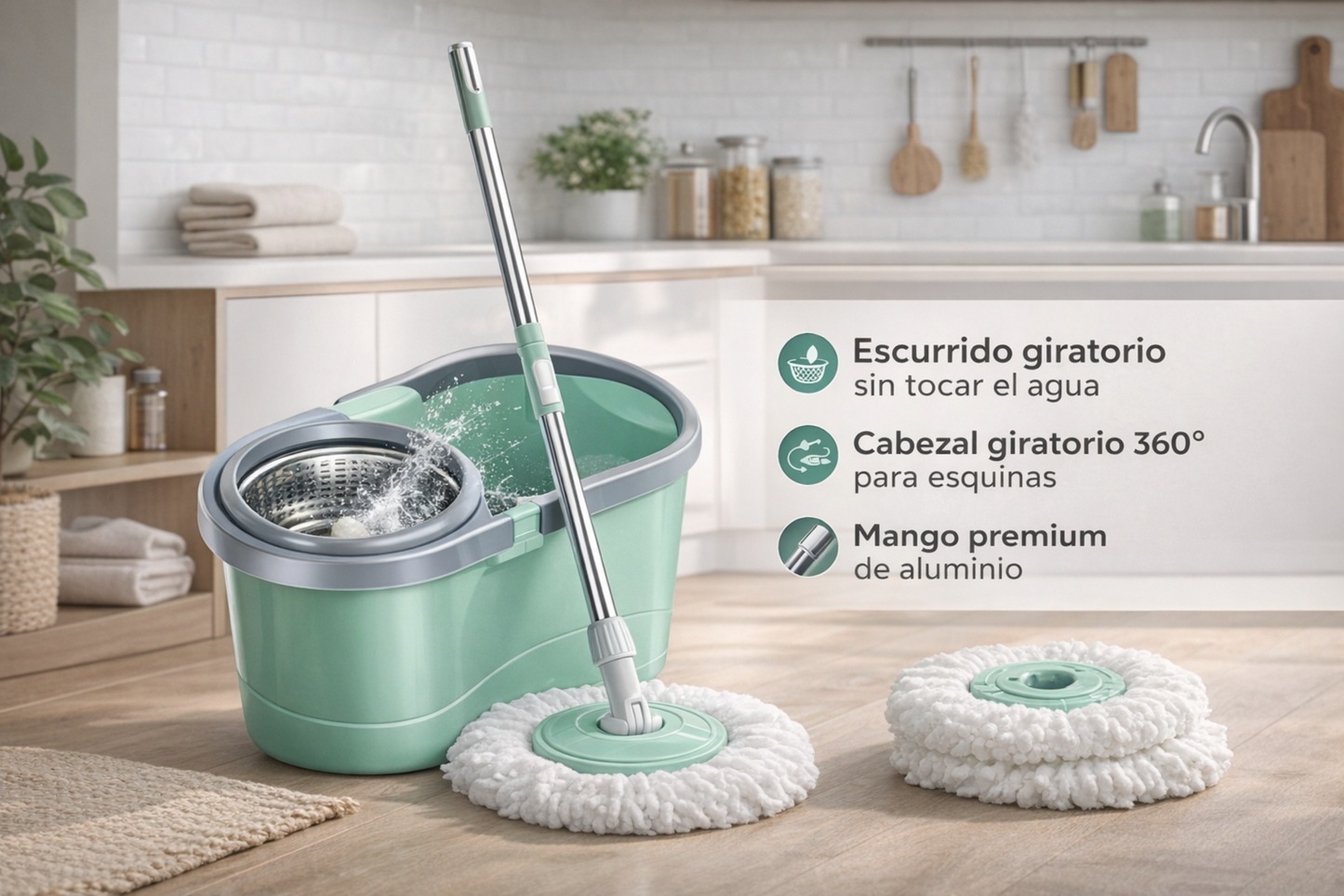 🧽 Trapeador Giratorio Premium con Base de Aluminio