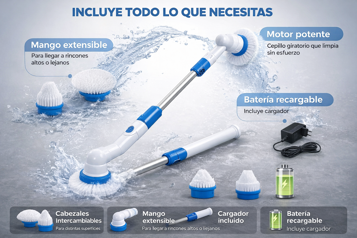 Cepillo Eléctrico Giratorio Multisuperficie