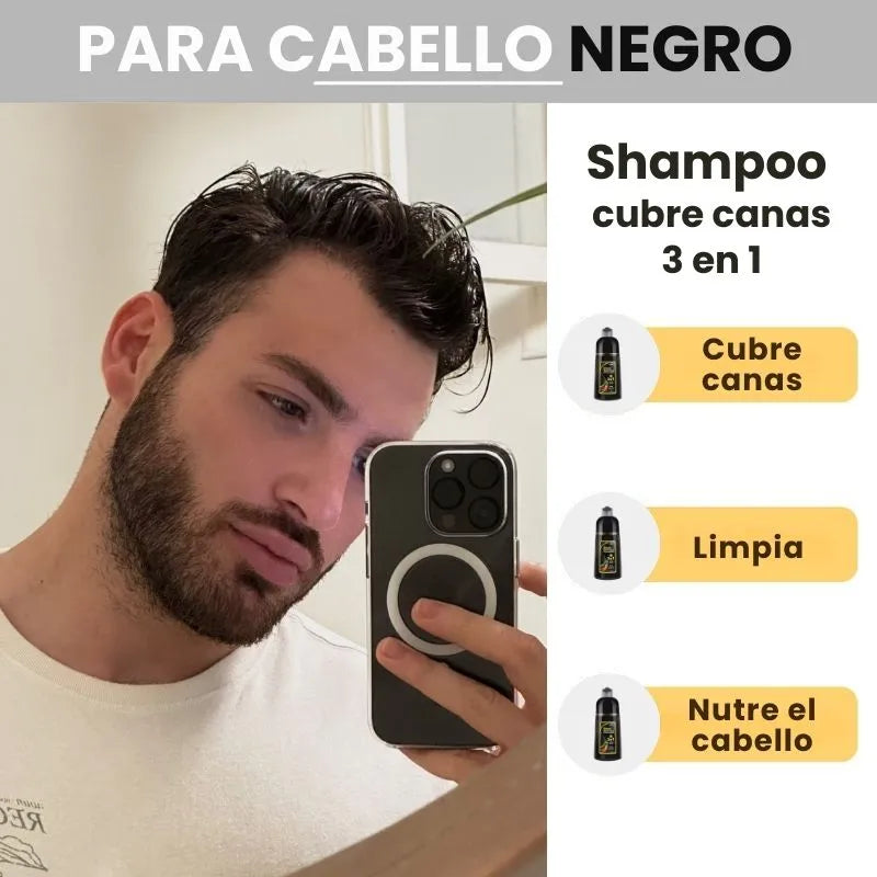 SHAMPOO CUBRE CANAS DE BARBA Y CABELLO  10 en 1